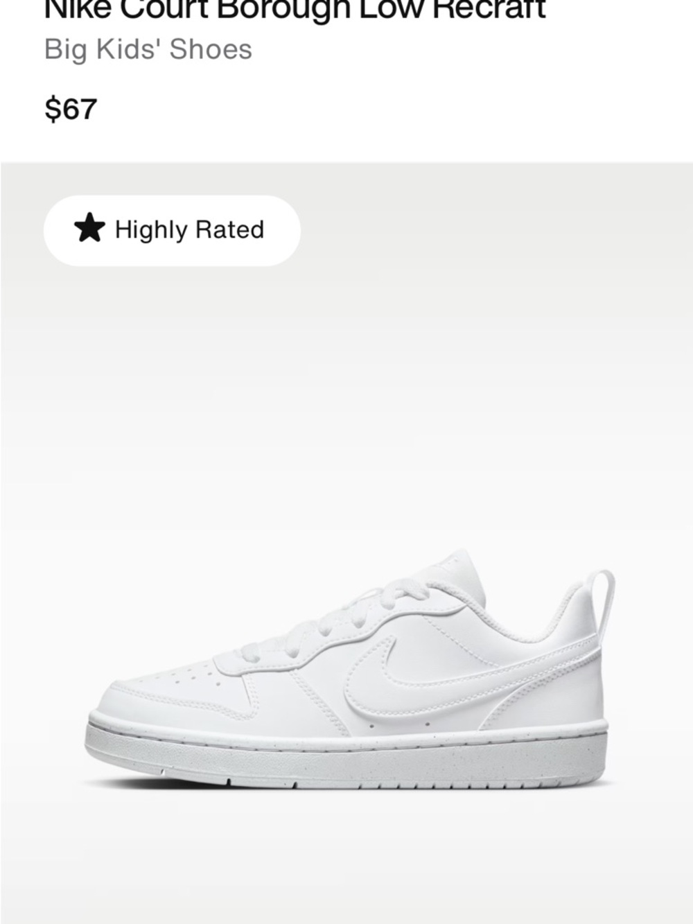 Nike Kids Court Borough Low Recraft White Low-Top Leather Sneakers
